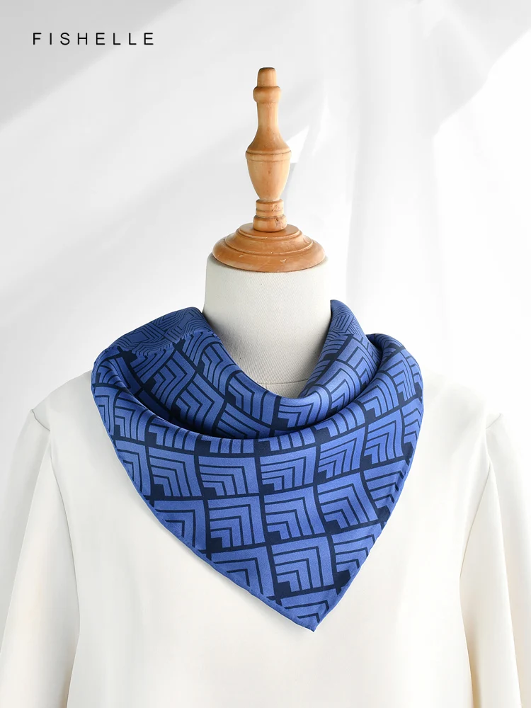 Foulard en soie naturelle pour femmes, classique chinois, bleu, blanc, porcelaine, sergé, printemps, automne, petite écharpe carrée