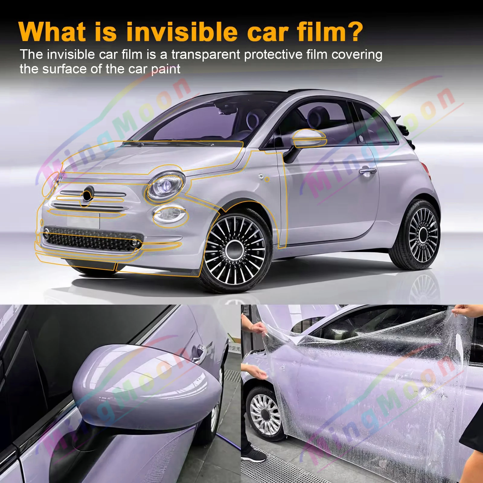 TPU for 2017-2024 Fiat 500 Thermoplastic polyurethane pre-cut paint protection film