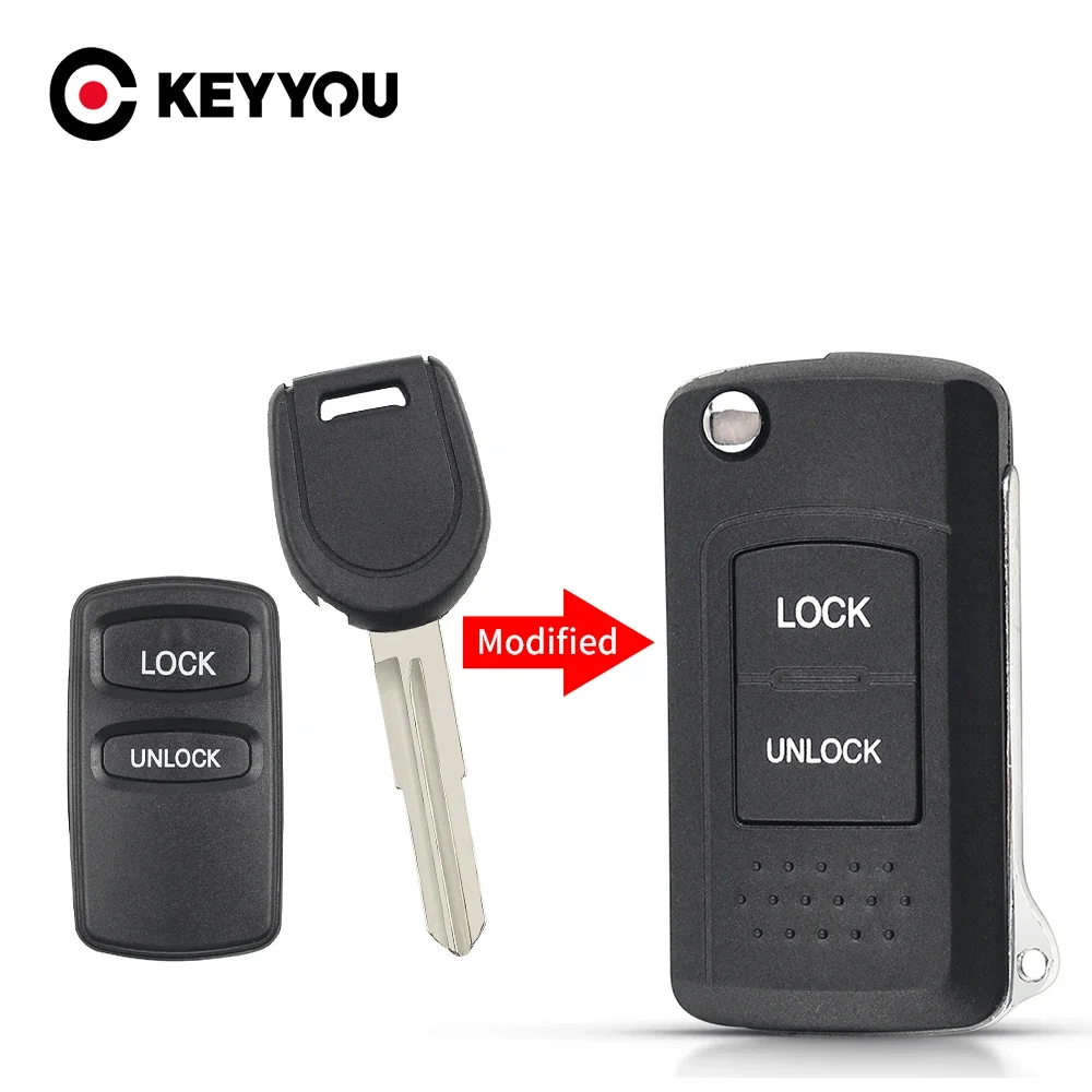

KEYYOU Remote Car Key For Mitsubishi Lance Outlander Endeavor Eclipse Galant Diamante Montero Sport 2 Buttons Left/Right Blade