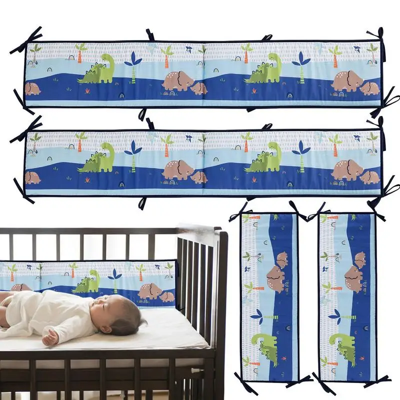 Baby Bed Rail Guard Cotton Breathable Baby Crib Bumper Pads Washable Baby Crib Fence Cotton Bed Protection Railing Thick Bumper