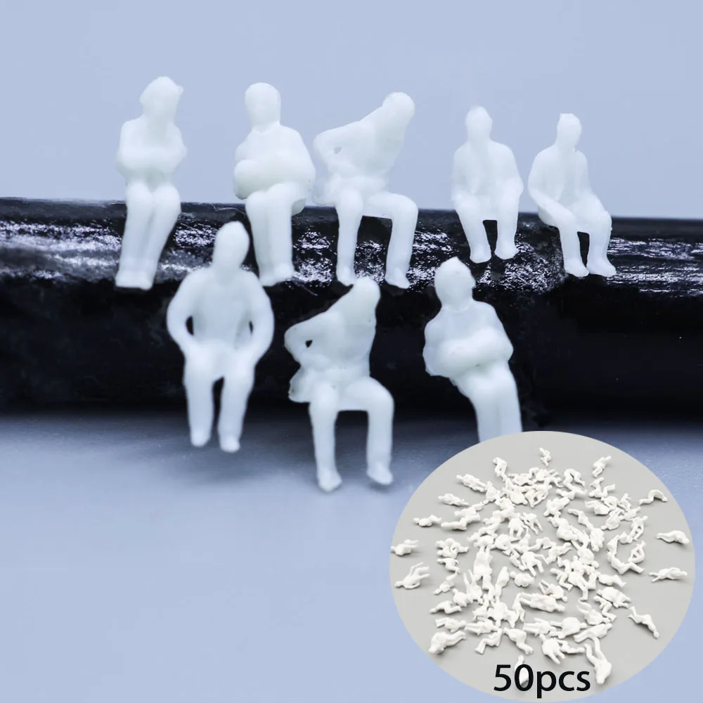 Scale1:87-1:200 Mini White People Model ABS Plastic Sitting Figure For Diy Train Station Passenger Scene Layout Diorama Material