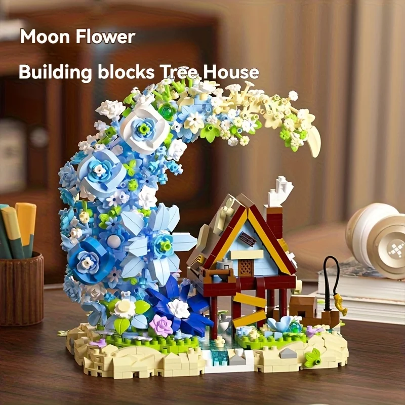 مكعبات بناء بيت شجرة ضوء القمر، هدية عيد الميلاد/عيد الميلاد