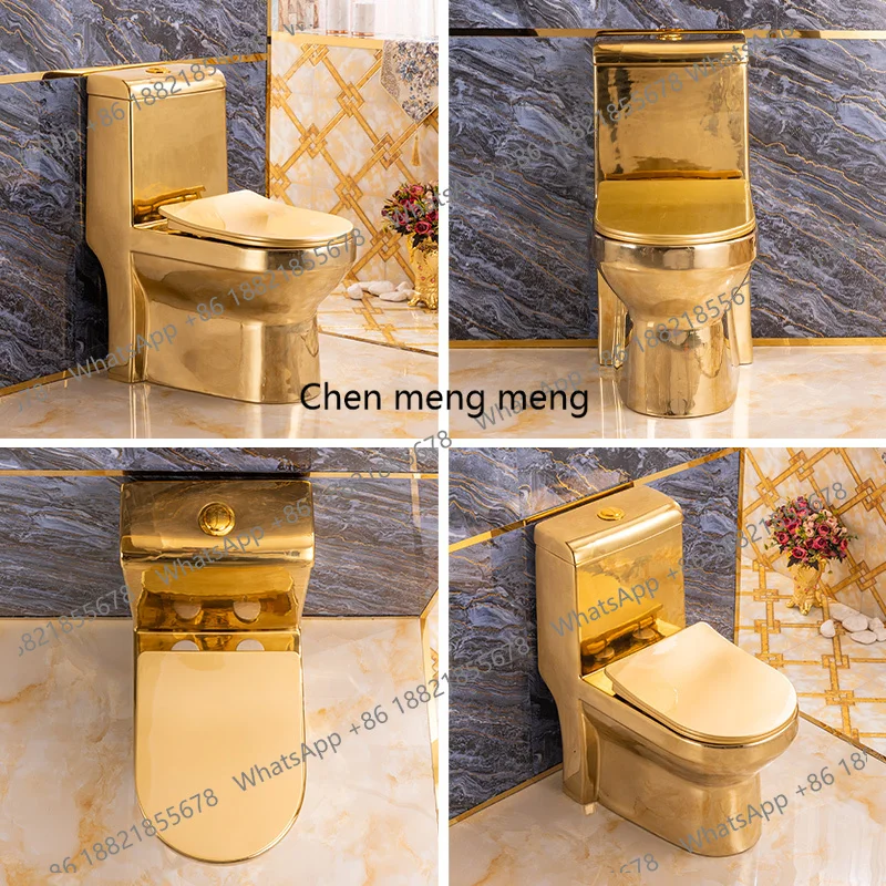 

Туалет бытовой керамический гальванический желтый и золотой унитаз художественная личность креативный тип сифона