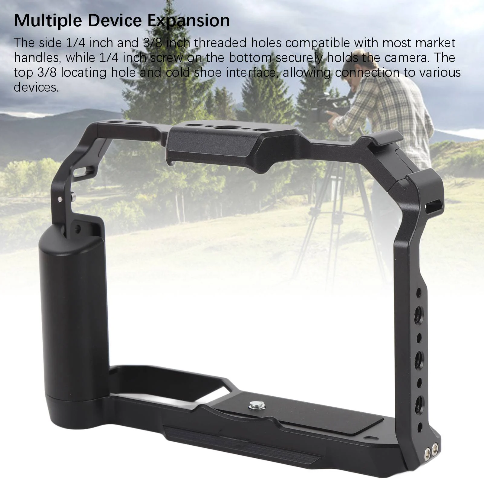 

Camera Cage Porous Aluminum Alloy with Cold Shoe 1/4in 3/8in Screw Hole Video Camera Cage Rig For ZF Camera Camera Cage for ZF