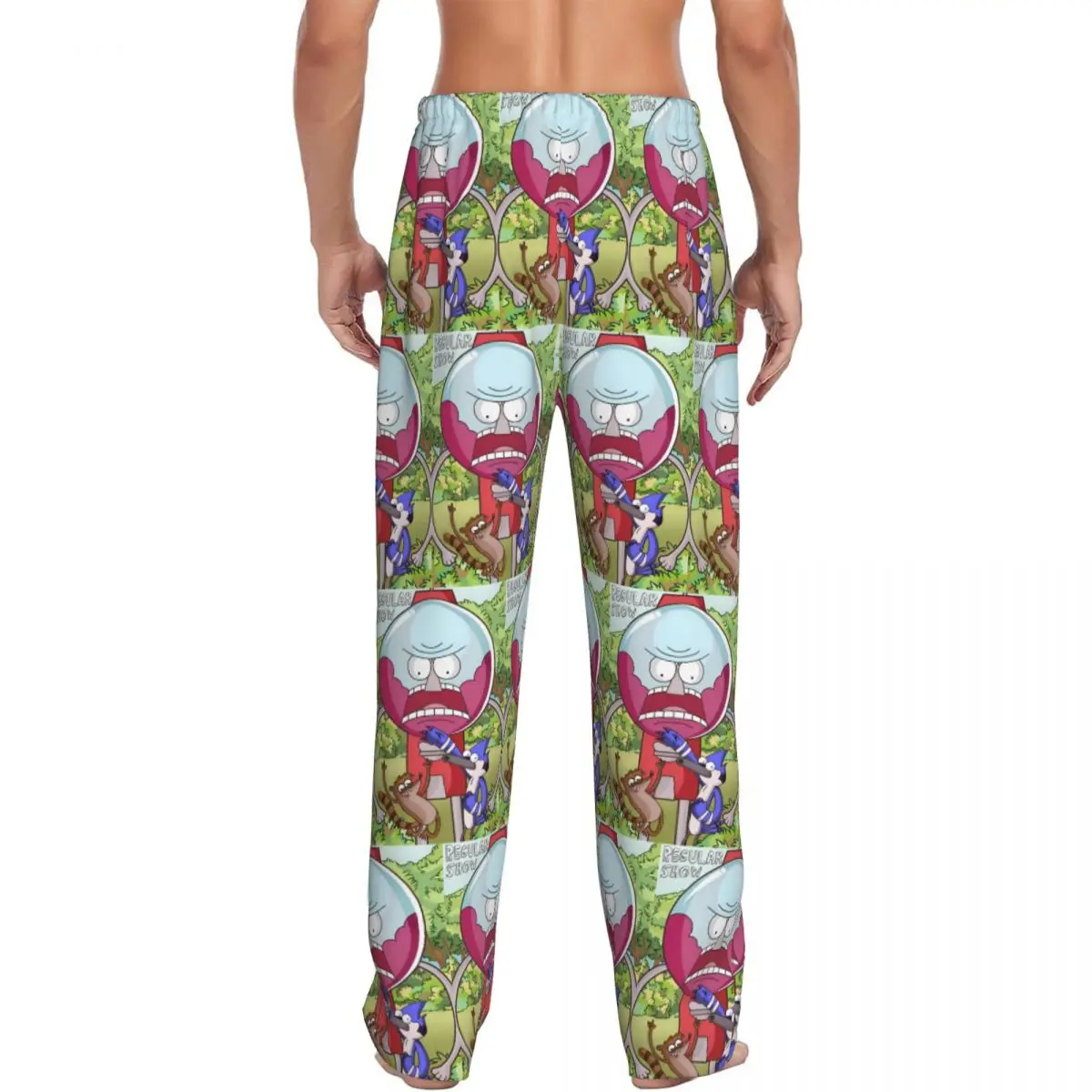 سروال بيجامة مطبوع حسب الطلب على شكل حرف R للرجال، ملابس نوم لطيفة على شكل أنمي مع جيوب