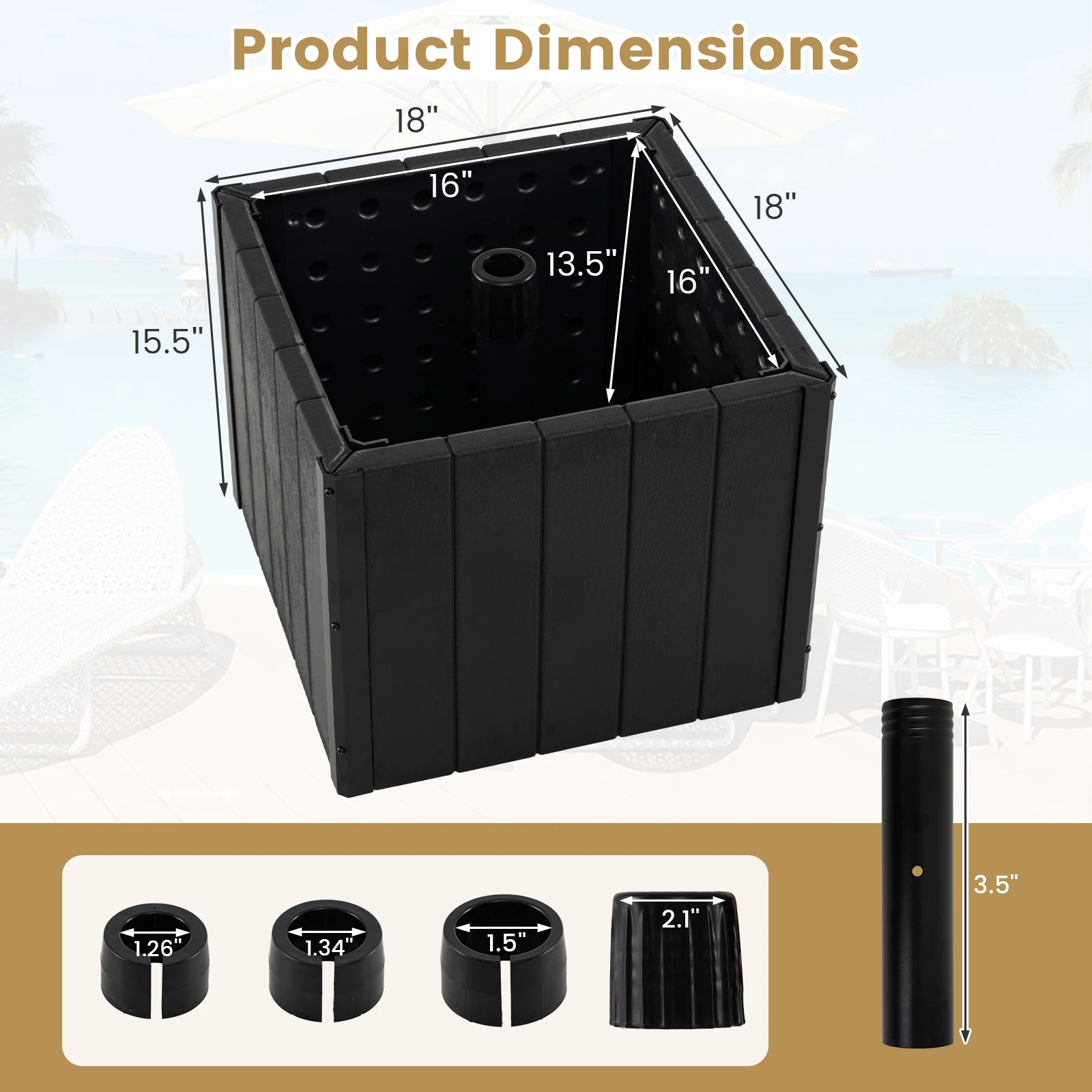 زرع قاعدة مظلة خارجية مع صندوق زهور ، 2 في 1 ، 4 عجلات دوارة ، سعة 88 رطلاً