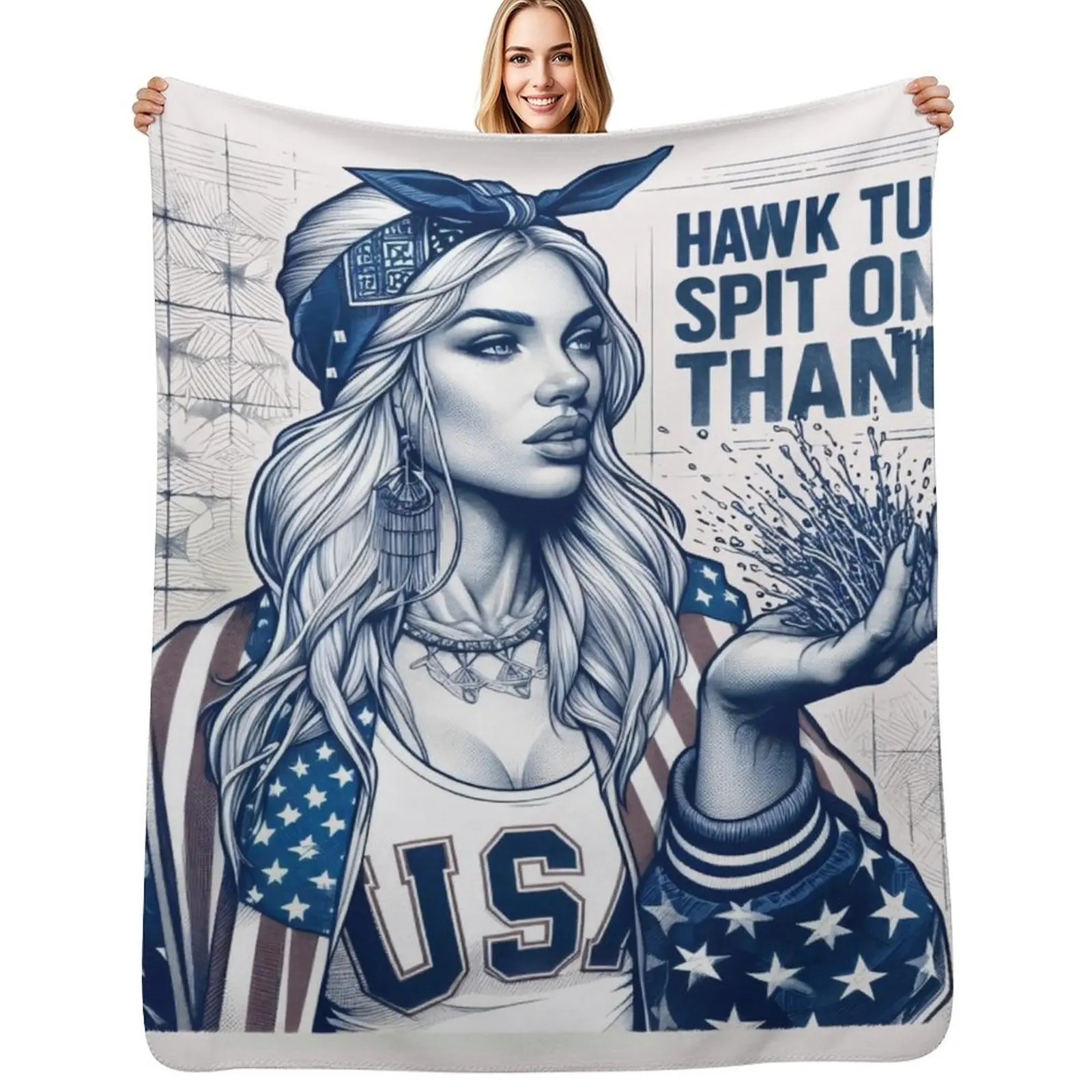 

Spit on That Thang: Hawk Tuah Edition Throw Blanket Cozy Warm Blanket for Bed Room Decor