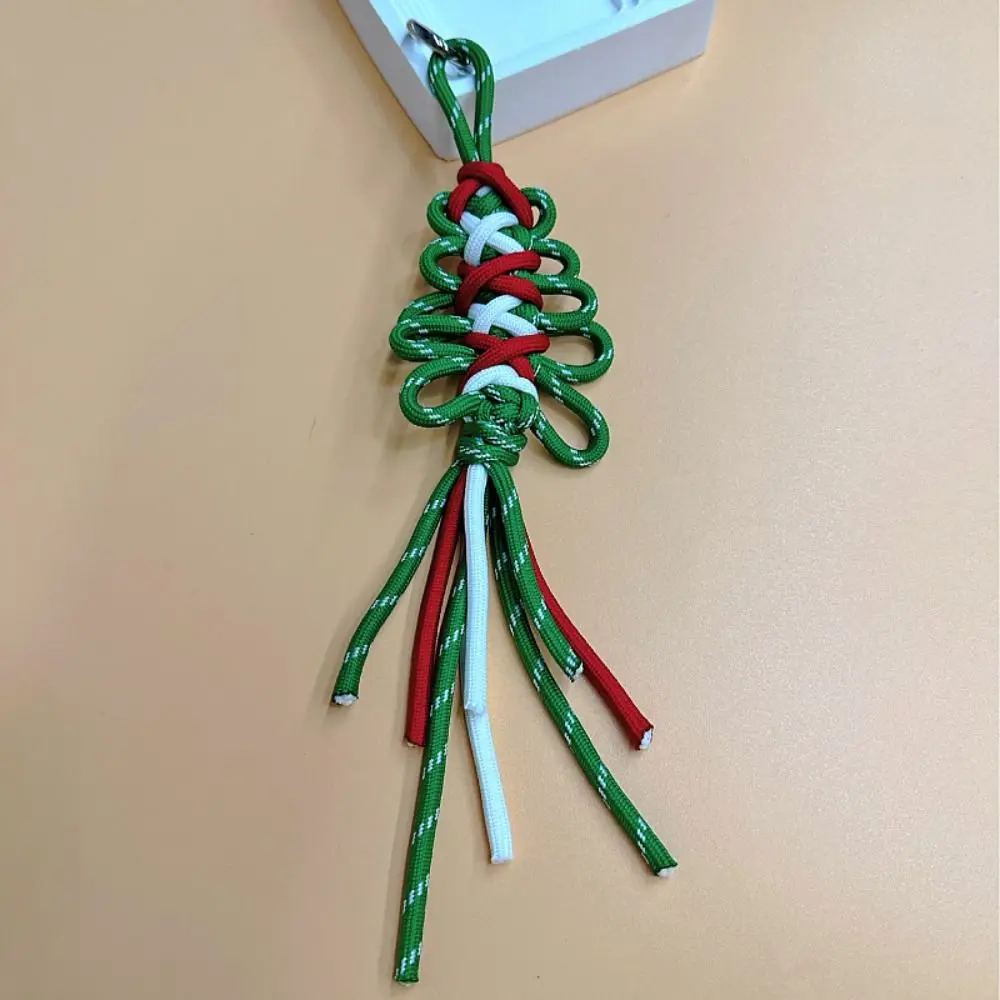 Cute DIY Braided Rope Keychain Fashion Kawaii Christmas Tree Keychain Bag Hanging Pendant