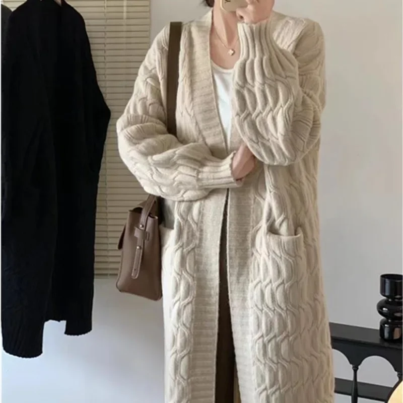 

Women Winter Long Sleeve Knitted Outerwear Hollow Thin Cardigans For Women Summer 2025 Oversized Thin Long Cardigans