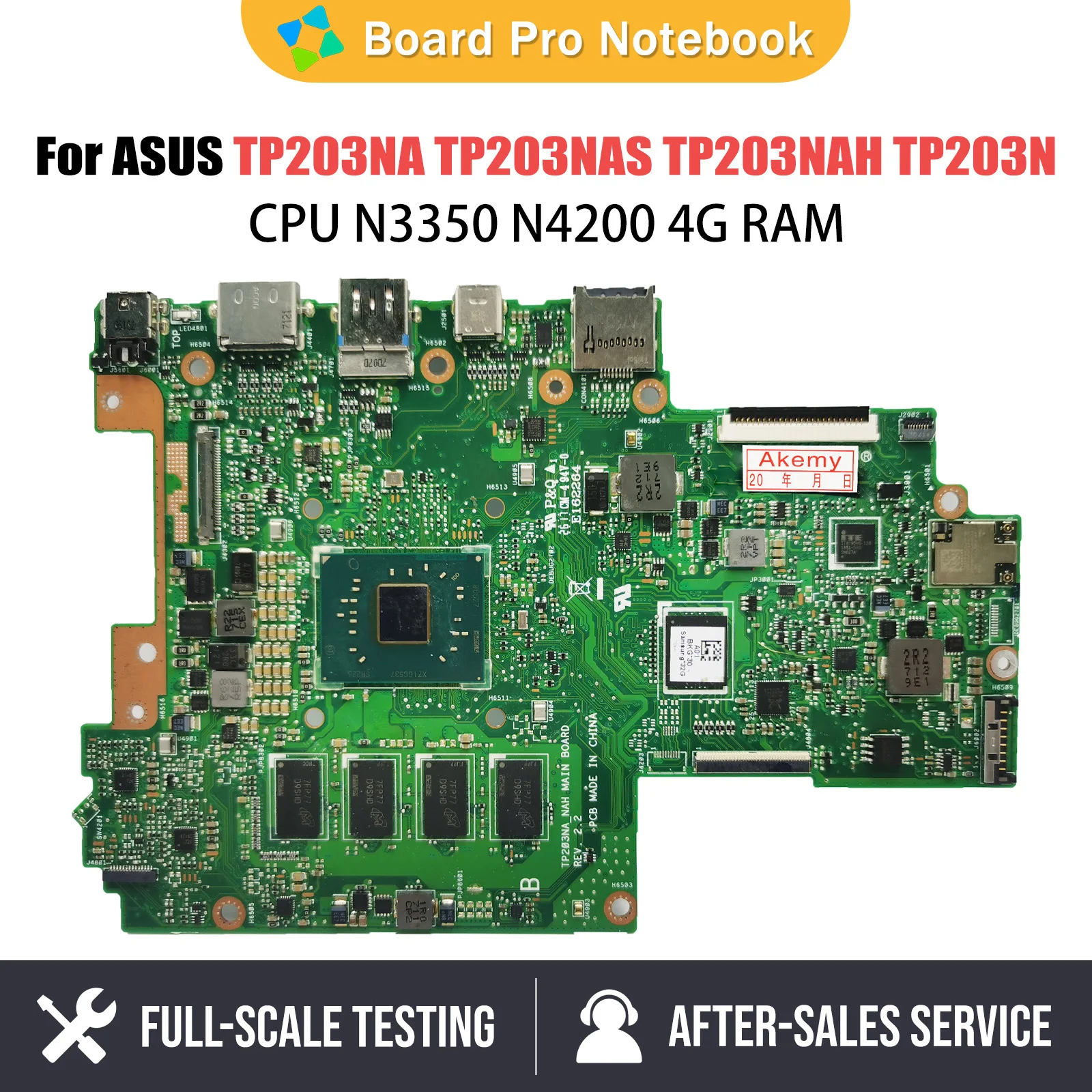 

Notebook Mainboard For ASUS TP203N TP203NAS TP203NAH Laptop Motherboard With N3350 N4200 CPU 4G-RAM 0G 64G SSD Systemboard