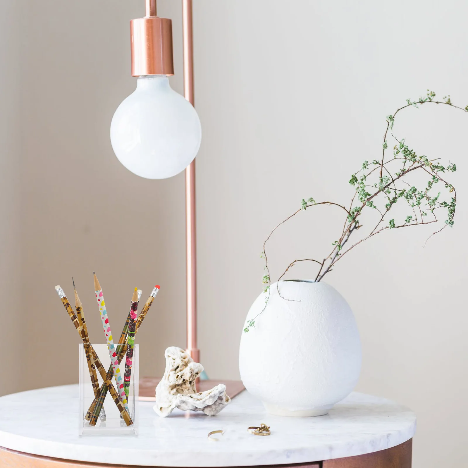 

Multifunctional Pen Holder Acrylic Desktop Organizer Makeup Brush Container Pencil Holder Storage Basket Office Supply For Home