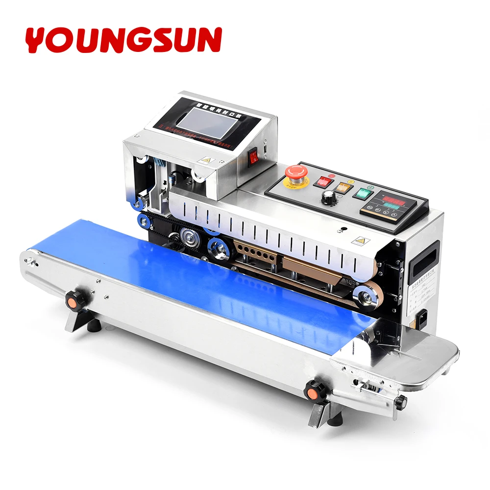 SSFR1600 Industrial Continuous Band Sealer  Inkjet Printing Sealing Machine for Plastic Aluminum Foil Bag