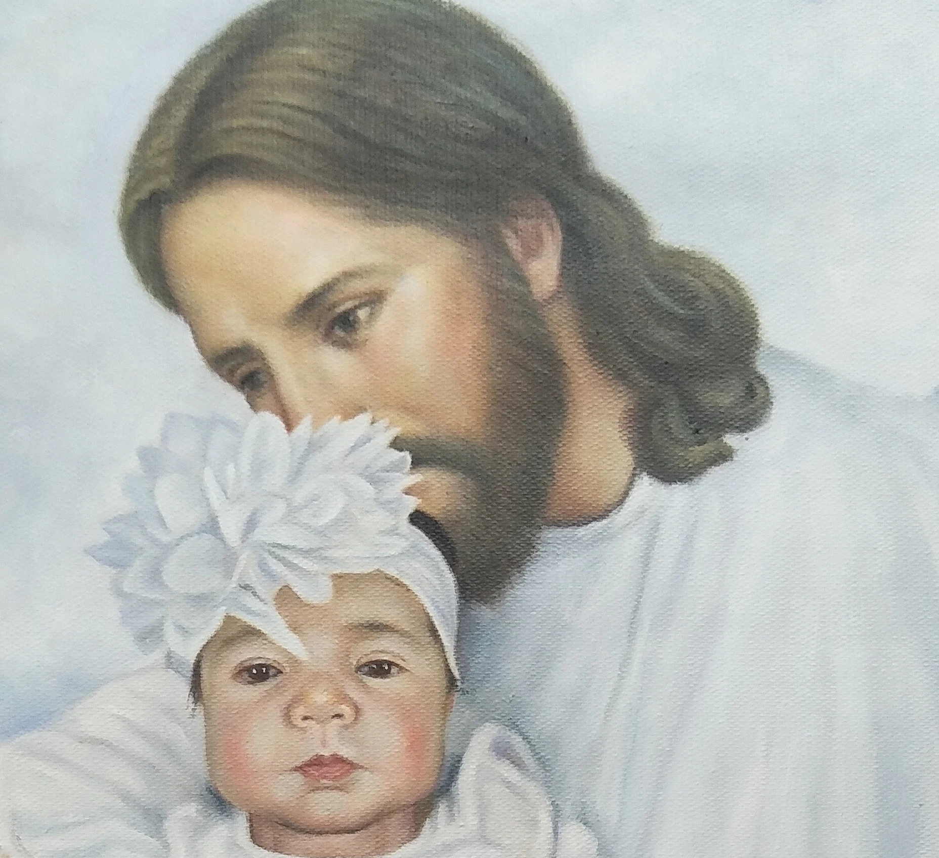 Custom Portrait Painting with Jesus From Photo, Memorize those whom had loved