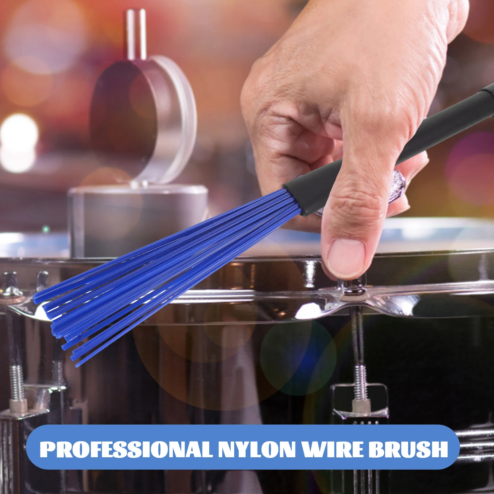 

1 Pair Practical Nylon Wire Drum Set Jazz Drumstick Brush Durable Accessories Non-Slip Handle Storage Bag Professional Brush For