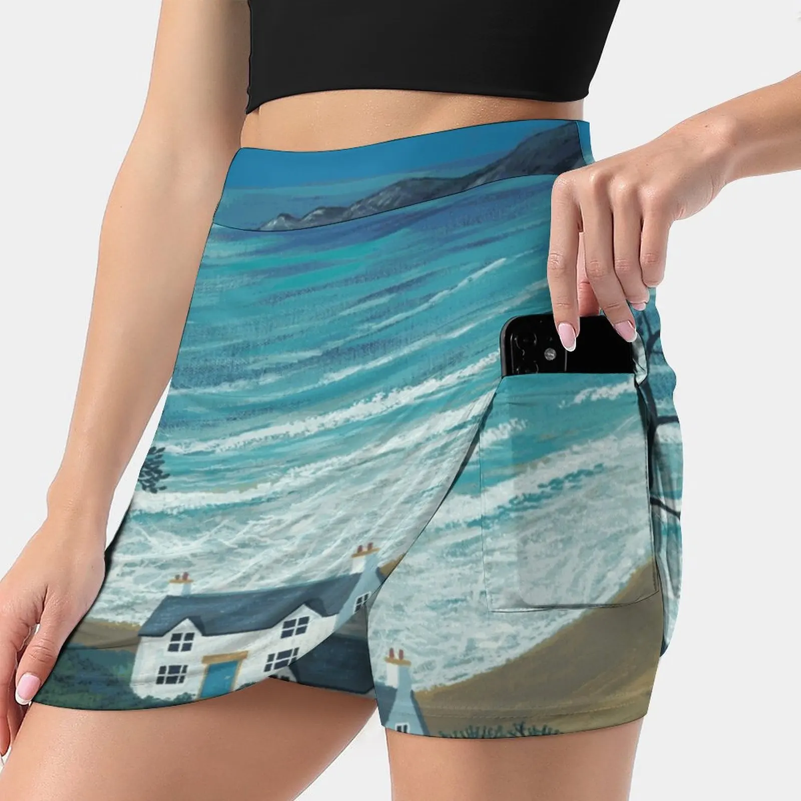 The Path To Moonlight Bay S-4Xl Tennis Skirts Golf Fitness Athletic Shorts Skirt With Phone Pocket Night Sea Seascape Moon