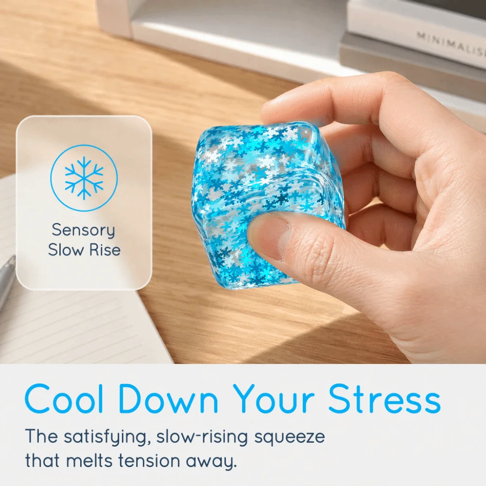 Ice Cube Shape Stress Relief Anti-stress Slow Rise Fidget Squeeze Pass The Time Anxiety Relief Sensory Squishy Adults
