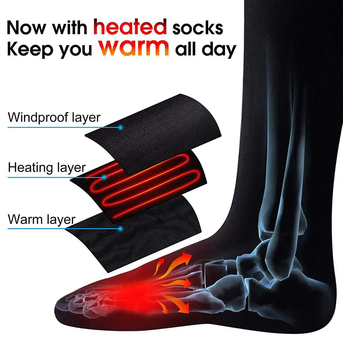 Electric Heated Socks Boot Feet Warmer Winter Outdoor Men/Women Thermal Heater