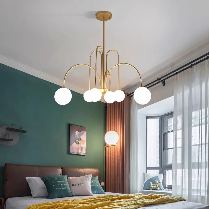 Modern Simple Black Golden Molecular Lamp Bedroom Board Living Room Decoration Pendant Lamp LED Multiple Light Sources Luster