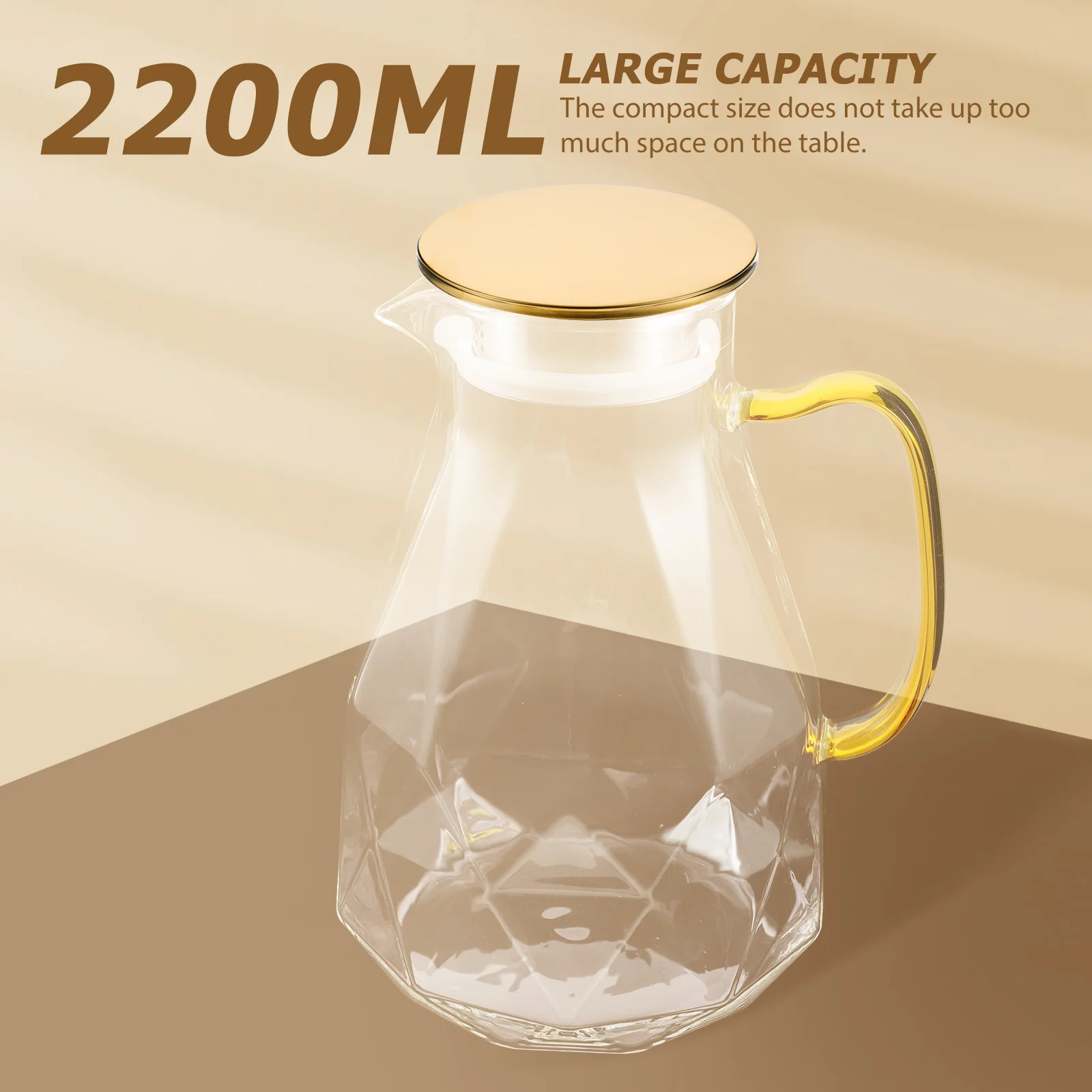 

Large Capacity Diamond Cold Water Pitcher Clear Glass Beverage Container with Filter Lid for Tea Making Ice Tea Maker Juice Jug