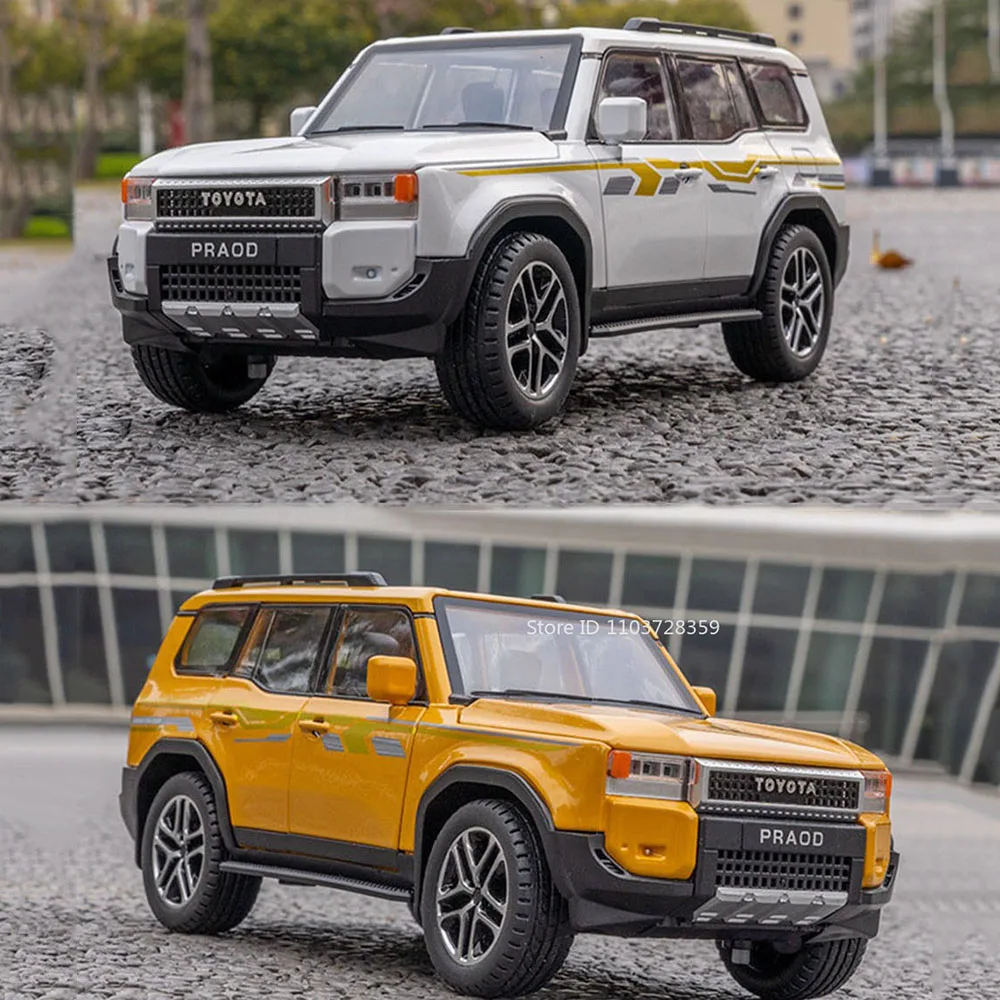 1:24 프라도 LC250 자동차 모형 장난감 합금 다이캐스트 미니어처 SUV 모델 사운드 라이트 도어 개폐 후진 자동차 장난감 어린이 선물