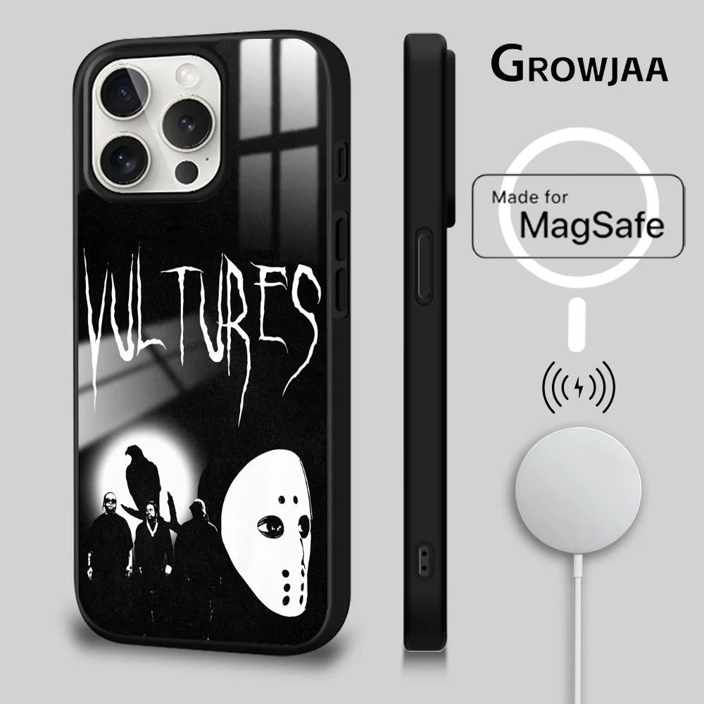 A Rapper K-kanye West Vultures Phone Case For iPhone 16 15 14 13 12 11 Pro Max Plus Mini Magsafe Mirror Wireless Magnetic Cover