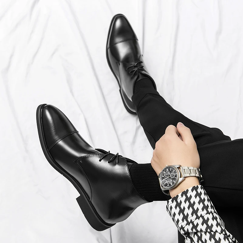 Shoes, leather shoes, men's Velcro, round head, breathable, business, casual, formal, cowhide, middle-aged and elderly, dad's sh