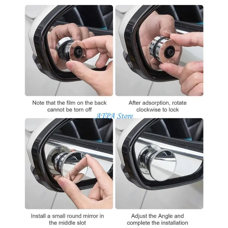 

U13C Multifunction Vehicle Blind Spots Mirrors with Strong Suction Cup Grip Adjustable Mirror Blind Zone Elimination