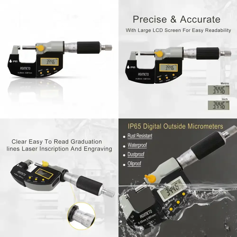 

Горячая распродажа: Цифровой внешний микрометр с точностью 0,003 мм и уровнем защиты IP65