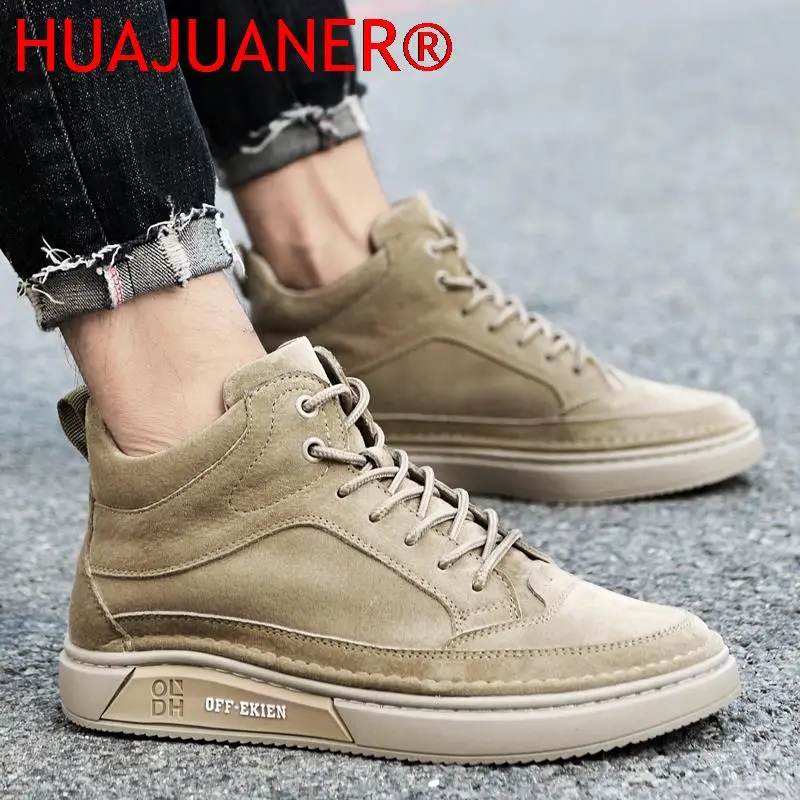 Fashion Mens Shoes Suede Genuine Leather Autumn Winter Men Boots Snow Warm Mens Ankle Boot Luxury Comfortable Male Sneakers