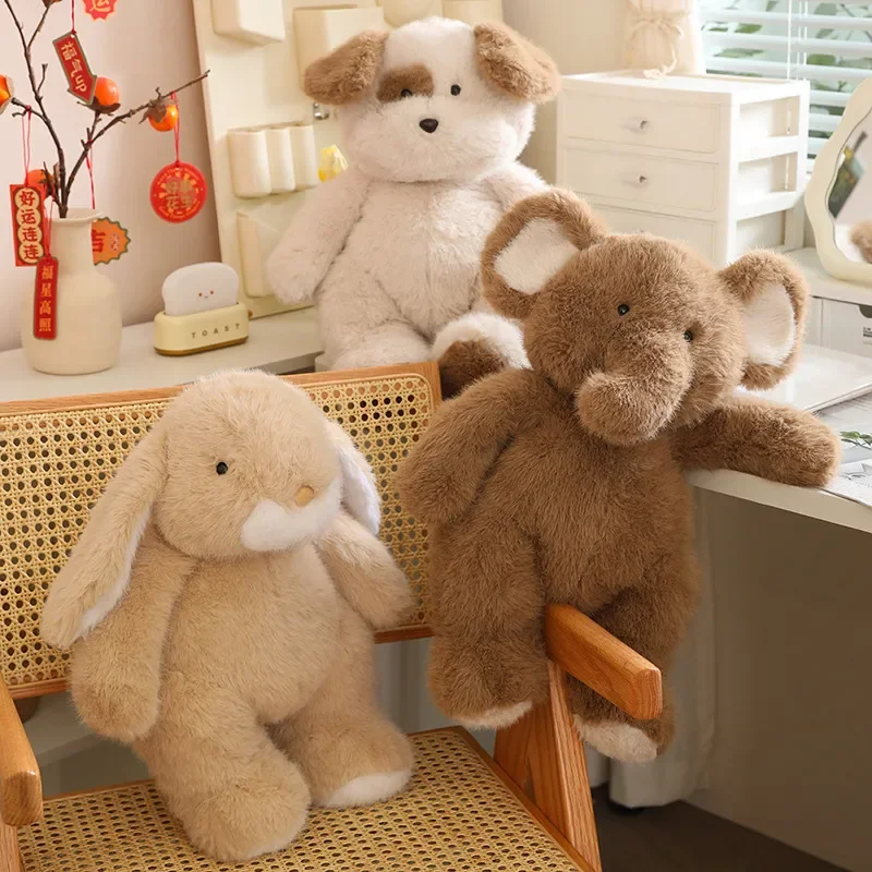 

Super Cute Plush Animal Series Soft Fluffy Soothing Huggable Rabbit Elephant Doll For Child Comfy Sleeping Companion Nice Gift