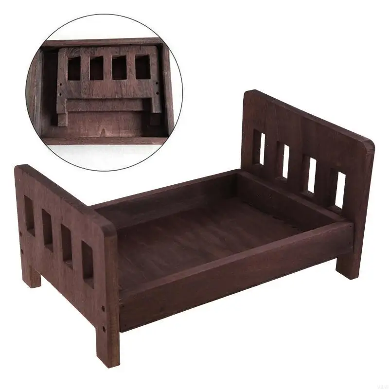 95AE الوليد التصوير الدعائم سرير خشبي سرير الرضع صور التصوير سرير بيبي يطرح خلفية قابلة للفصل الدعائم #4