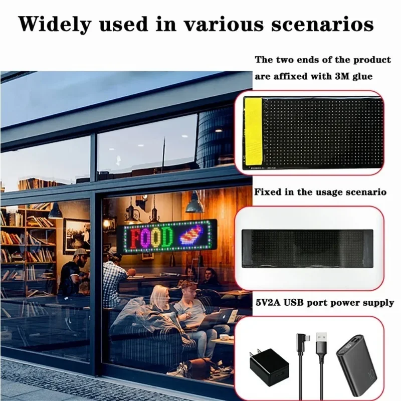 LED para parabrisas de caminhão y carro luz noturna, pantalla LED flexível programável DIY para acessórios de carro e caminhão