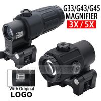 Tactical  G33 G43 3X Magnifier Sight Scope Folding Side Flip G45 5X Magnifiers For 558 556 553 Holographic Reflex Red Dot Sights