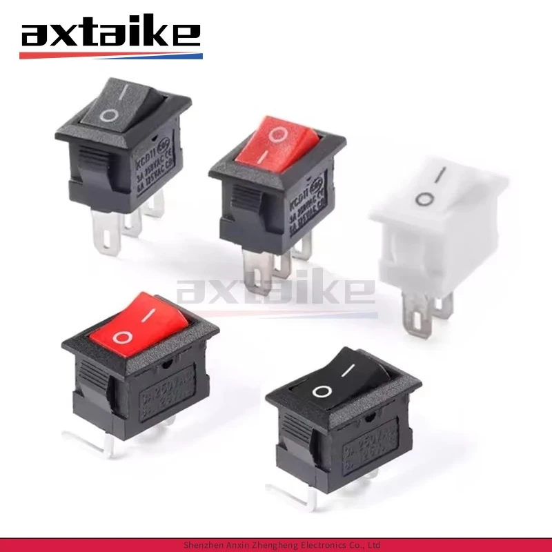 

10PCS 10*15mm KCD11 Rocker Switch Mini Push Power Button Switch ON-OFF / ON-OFF-ON 2Pin 3Pin 3A250VAC / 6A125VAC Red Black White