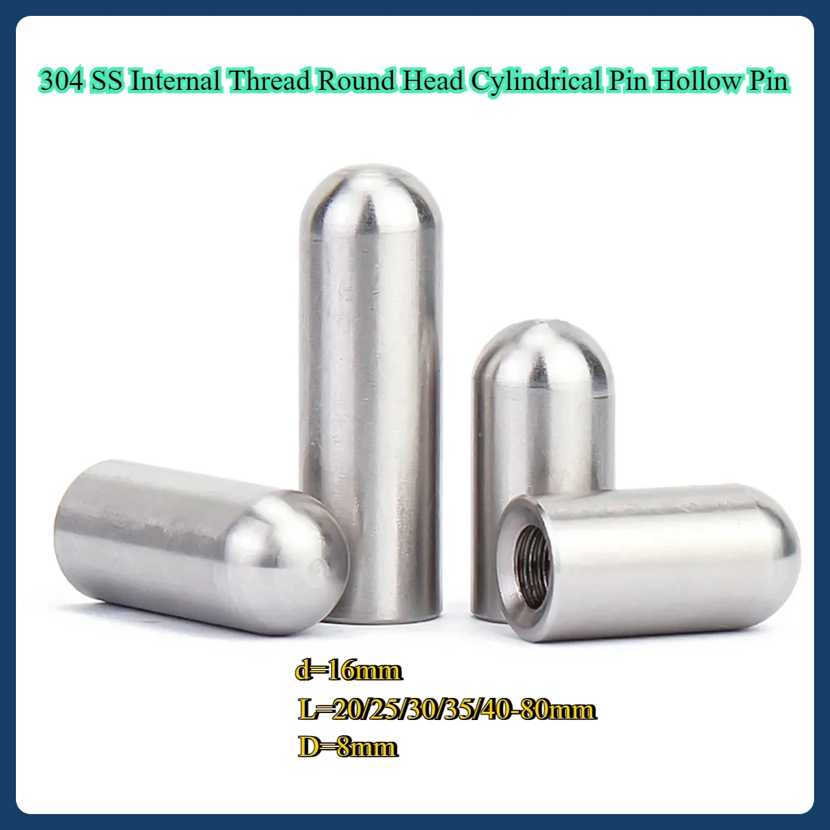 

304 SS Internal Thread Round Head Cylindrical Pin Hollow Pin / Internal Tooth Positioning Pin M3M4M5M6M8M10M12M16