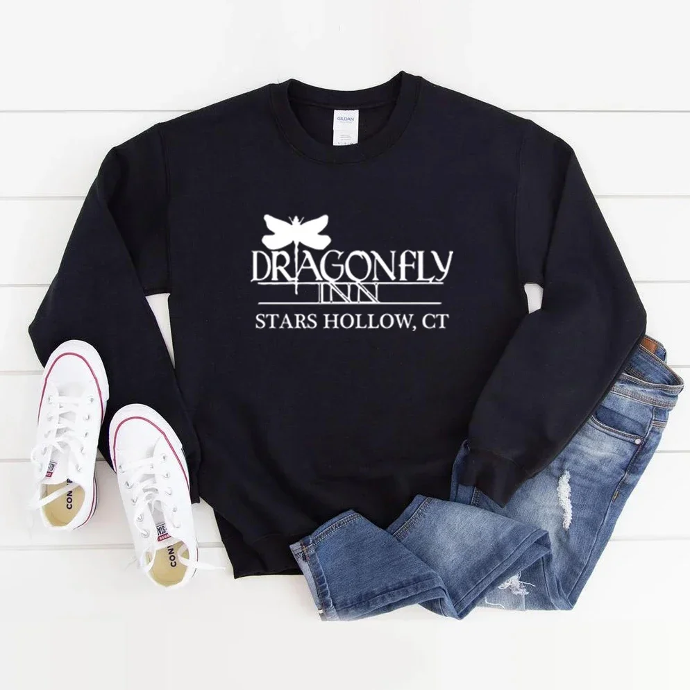 Stars Hollow Graphic Hoodies Dragonfly Inn Gilmore Girl TV Show Sweatshirt Autumn Fashion Trend Round Neck Long Sleeve