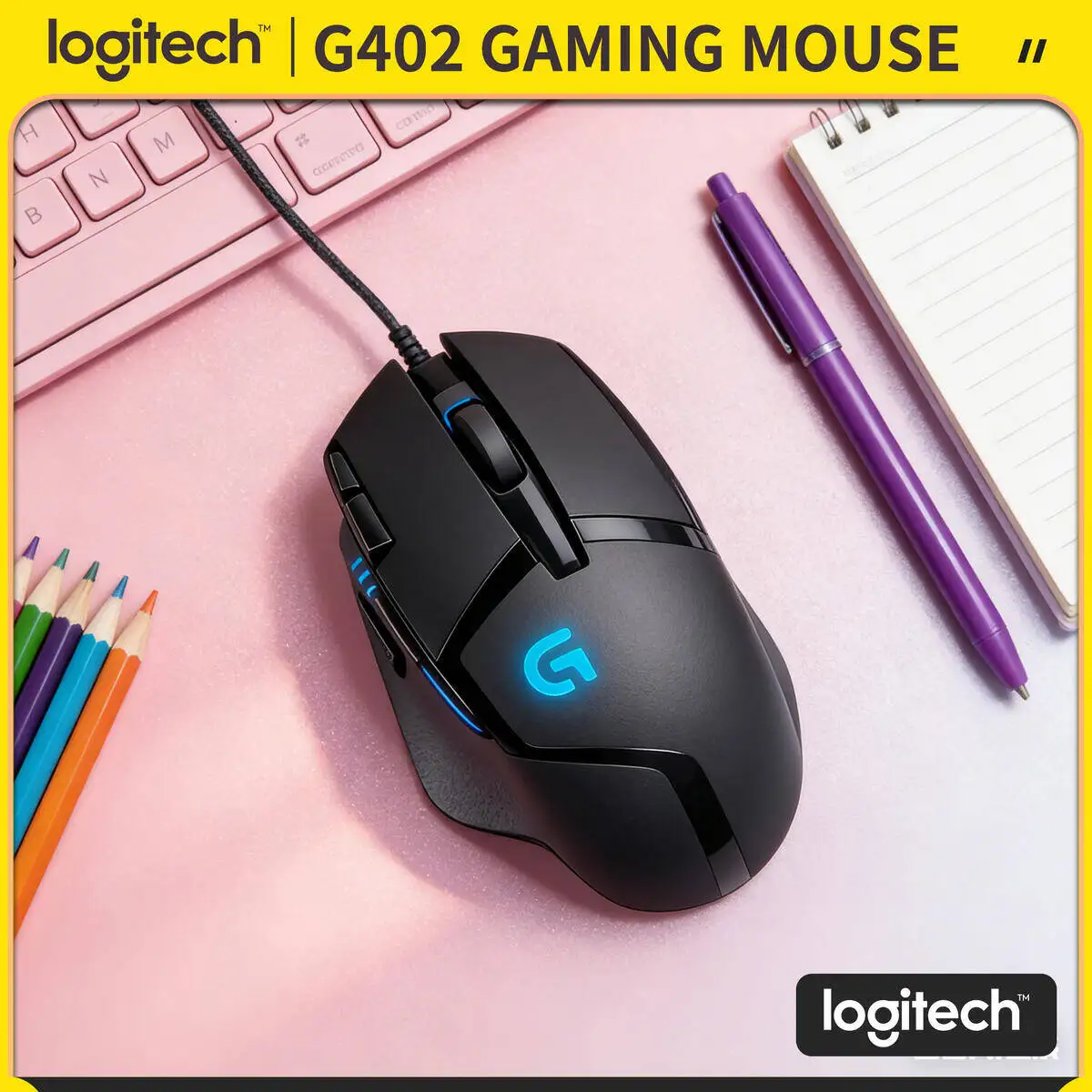

Проводная игровая мышь Logitech G402 Hyperion Fury, 8 программируемых кнопок, 4000 точек на дюйм, высокоскоростное отслеживание для геймеров