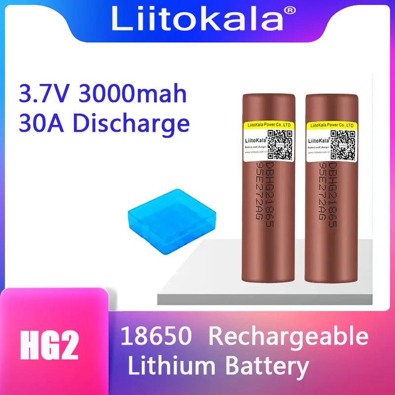 1-30pcs Liitokala HG2 + กล่อง 18650 3000mAh High Power Discharge แบตเตอรี่ 30A Current