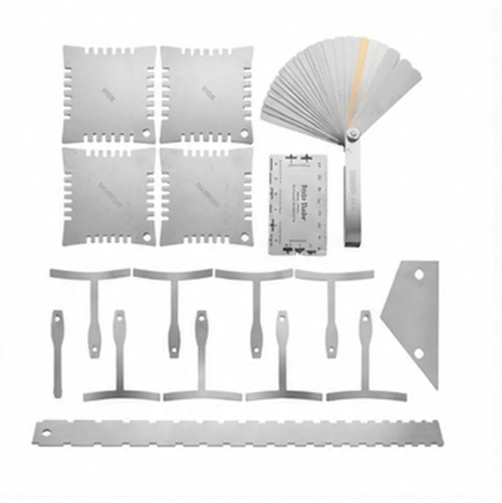 17Pcs Guitar Measuring Tools Kit String Height Ruler Guitar Action Gauge Radius Feeler Gauge Set Metal Tshaped Ruler for Luthier