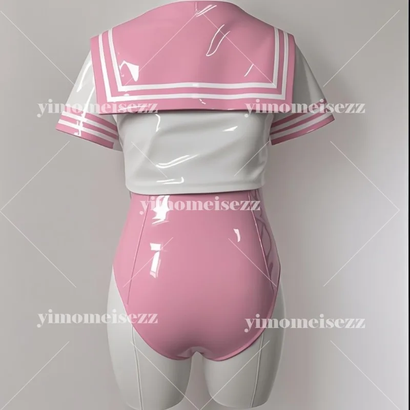 Conjunto de traje de marinero personalizado, mono Sexy picante para chica, COS, espejo para mujer y niña, Material suave de PU, traje de canción, uniforme universitario