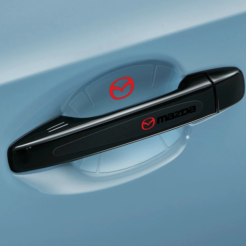 Car Styling Door Bowl Anti-scratch Badge Clear Door Handle Stickers For Mazda 2 3 bk 6 gg gj gh cx5 cx30 cx3 cx7 mx5 Axela MS