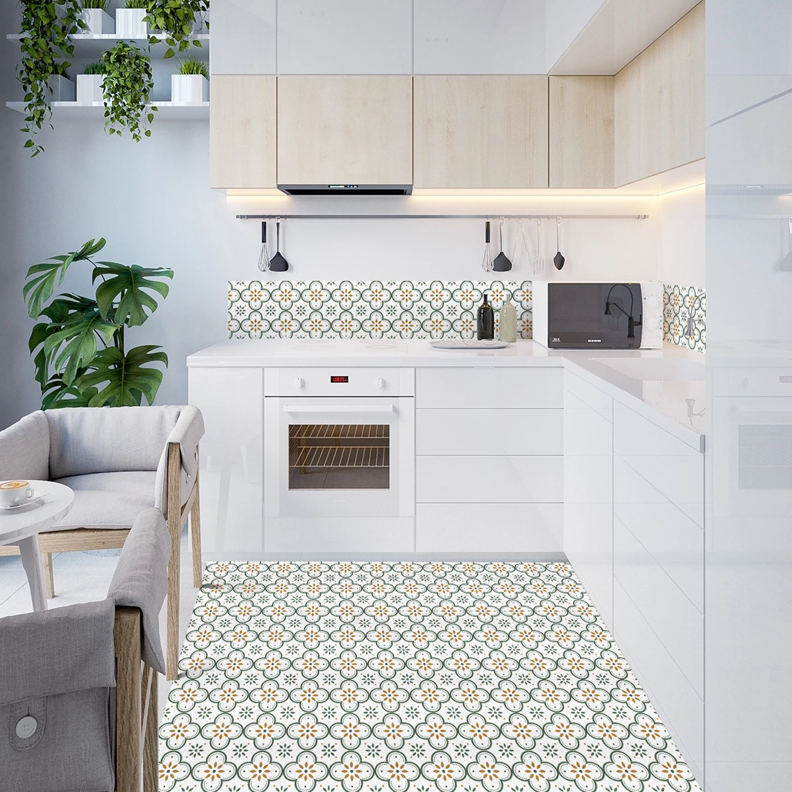

10 Pcs Peel and Stick Floor Tiles, Vinyl Flooring 7.9 x 7.9 inch Self Adhesive Waterproof Flooring Planks,Waterproof and Non-Sli