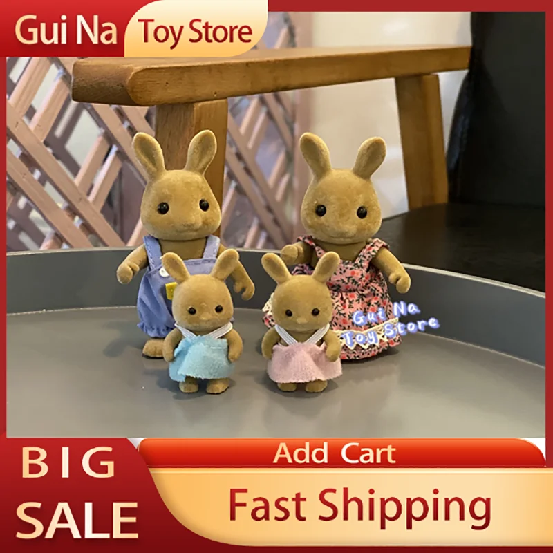 1/12 Children\'s Miniature Dollhouse Furniture Accessories Baby Plush Dolls Forest Rabbit Family Critters Toys For Girls