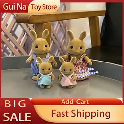 1/12 Children's Miniature Dollhouse Furniture Accessories Baby Plush Dolls Forest Rabbit Family Critters Toys For Girls