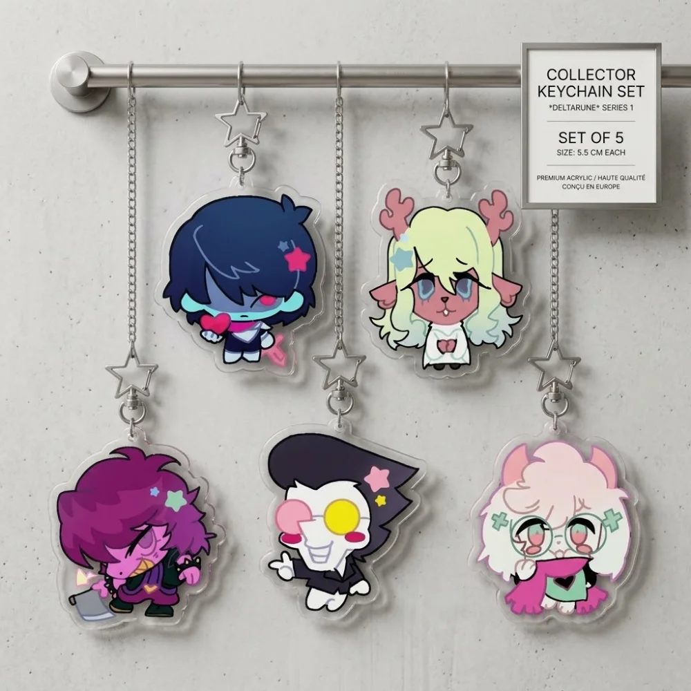 Deltarune Acrylic Keychain Chibi Kris Ralsei Spamton Susie Cute Star Clasp Keyring Anime Bag Pendant Charm Fans Gift 5.5cm