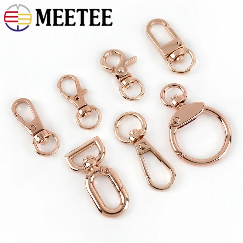 Meetee 10pcs Rose Gold Keychain Hook Metal Lobster Clasp Chain Strap Hang Buckle DIY Key Pendant Clip Hardware Accessories image 2