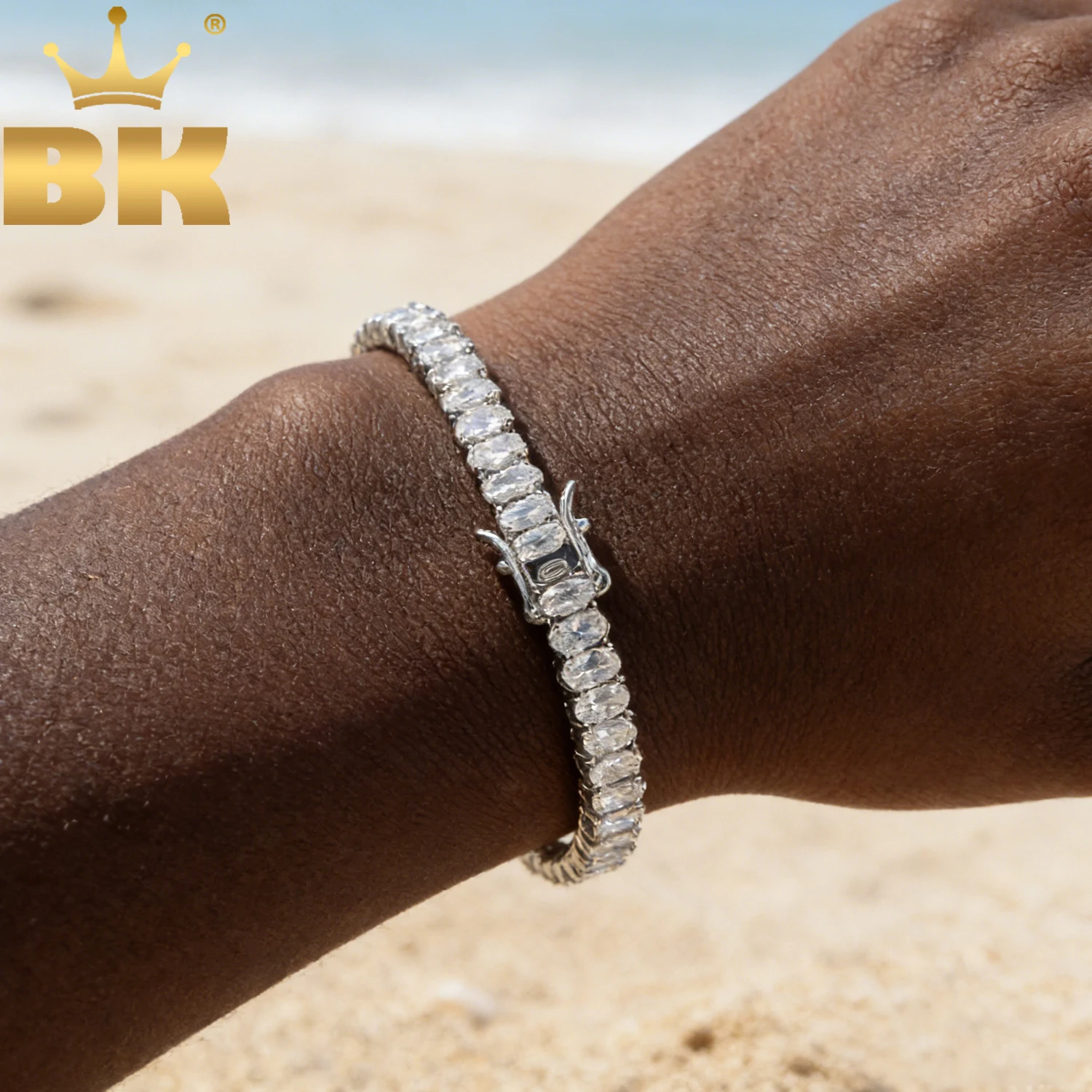 

THE BLING KING 5mm Oval Cut Tennis Chain Bracelet Prong Setting 5A+ Cubic Zircon Bracelet HipHop Jewelry