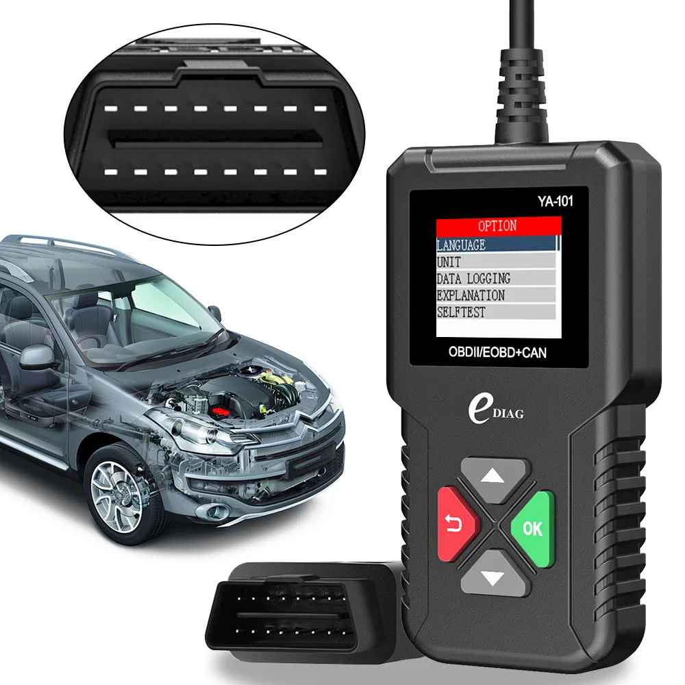 

YA101 Многоязычный сканер OBD с цифровым дисплеем, автомобильные диагностические инструменты, универсальная версия, устройство считывания кодов OBD2, прозрачный код неисправности