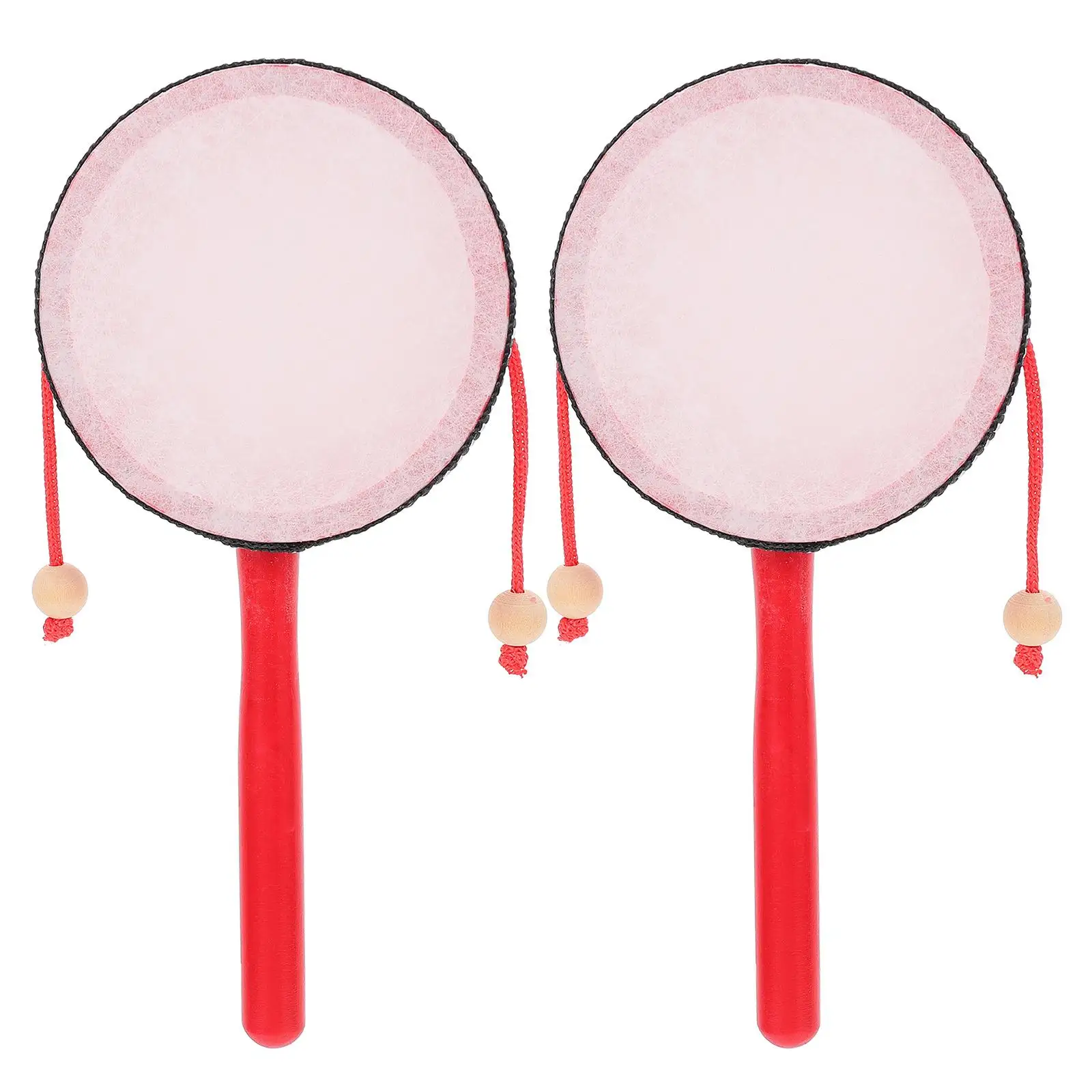 

2Pcs Wooden Wave Drum Rattle drum Traditional Drum shaped Rattles Kids Educational Musical Instruments Early Learning Toys