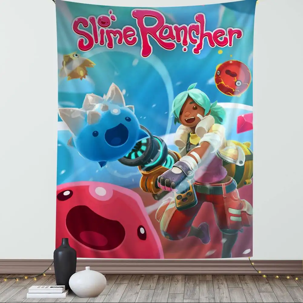 Game S-Slime R-Rancher Anime Tapestry Hippie Flower Wall Carpets Dorm Decor Wall Hanging Home Decor